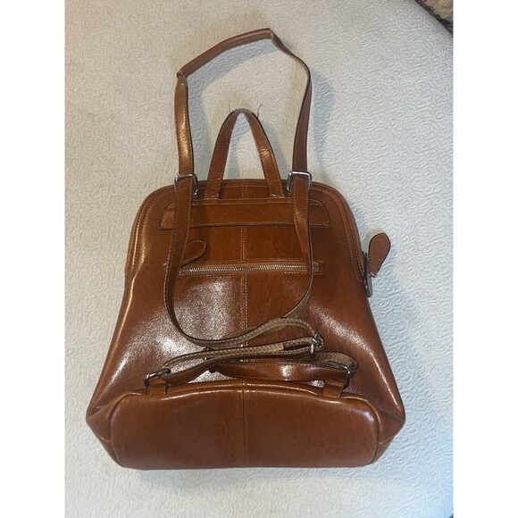 Heshe Cognac Brown Colored Leather Convertible Backpack Crossbody Gorgeous main image 6